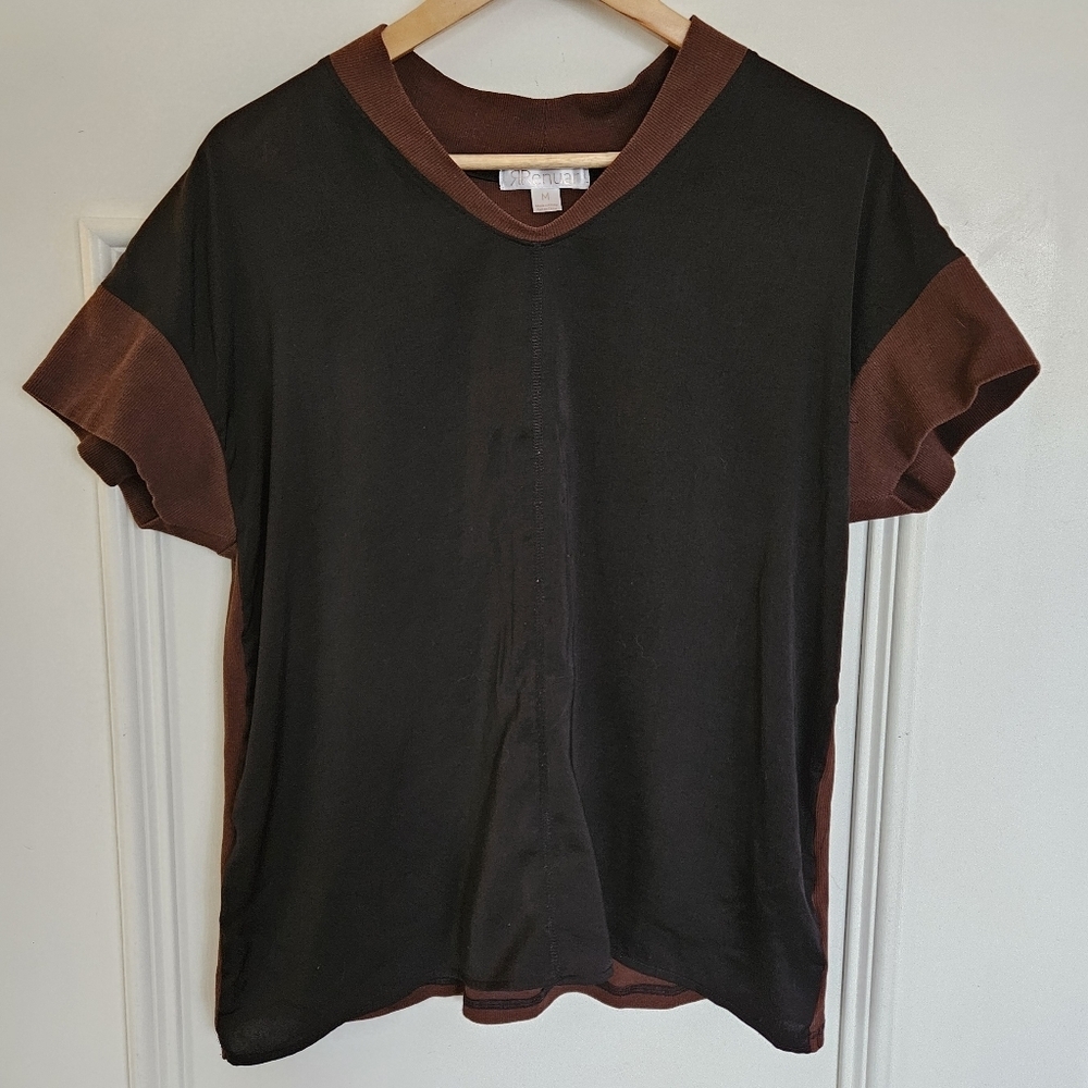 Renuar brown black‎ mixed materials t shirt